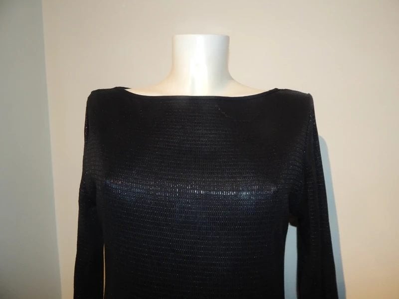 Sarah Pacini zwarte jurk glans print deeltjes mooi effect 40, Maat 38/40 (M), Verzenden, Sarah Pacini, Zwart