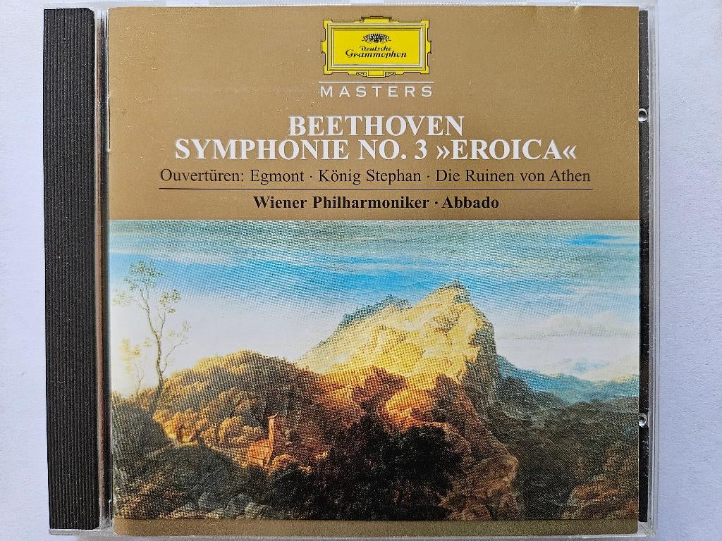 Beethoven - Symphonie 3 + ouvertures - Wiener Philh. Abbado, Ophalen of Verzenden, Classicisme, Zo goed als nieuw, Orkest of Ballet