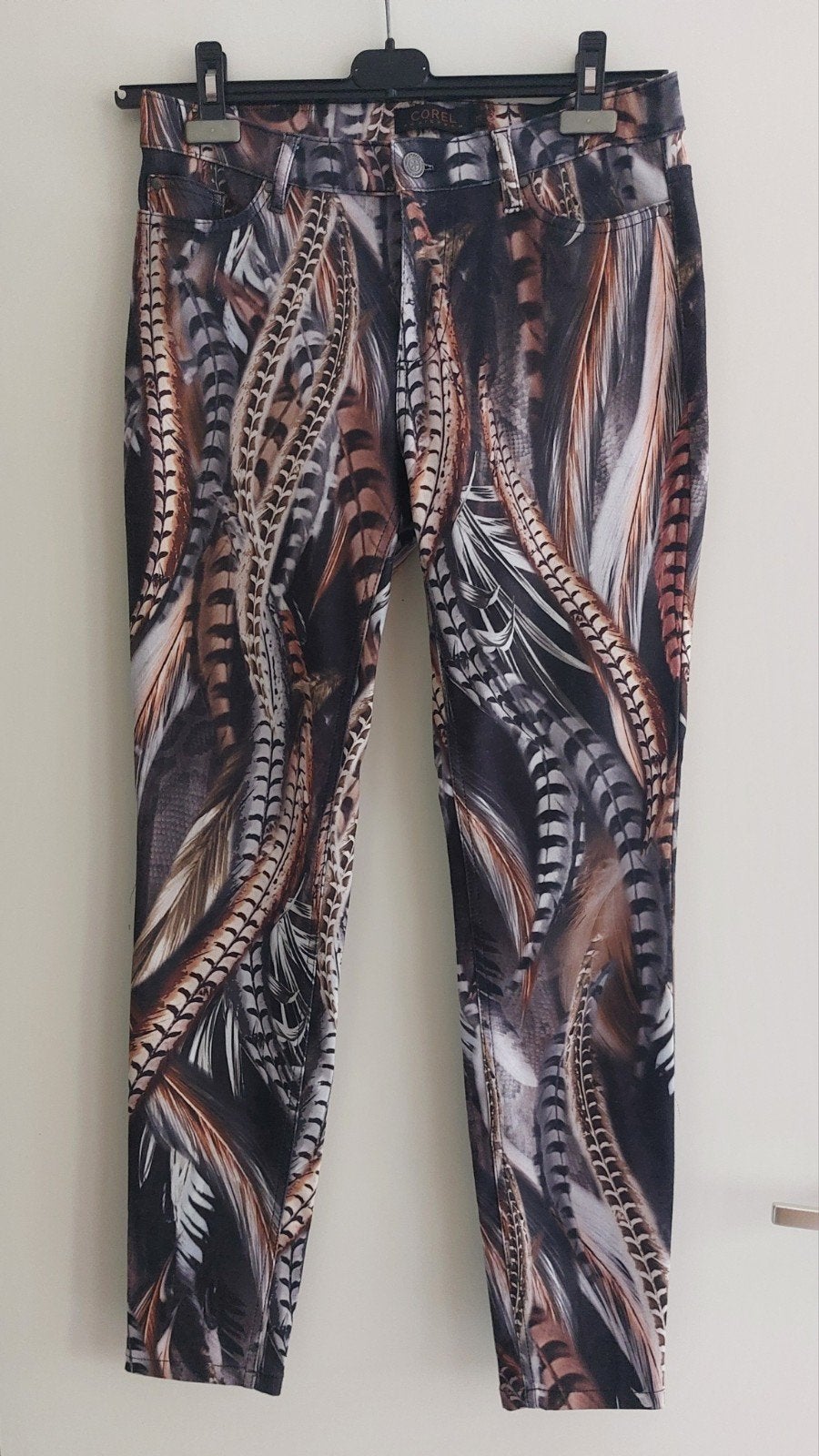 Corel Amsterdam Broek met verenprint Maat 38/ (M), Corel Amsterdam, Meerkleurig, Zo goed als nieuw, Lang