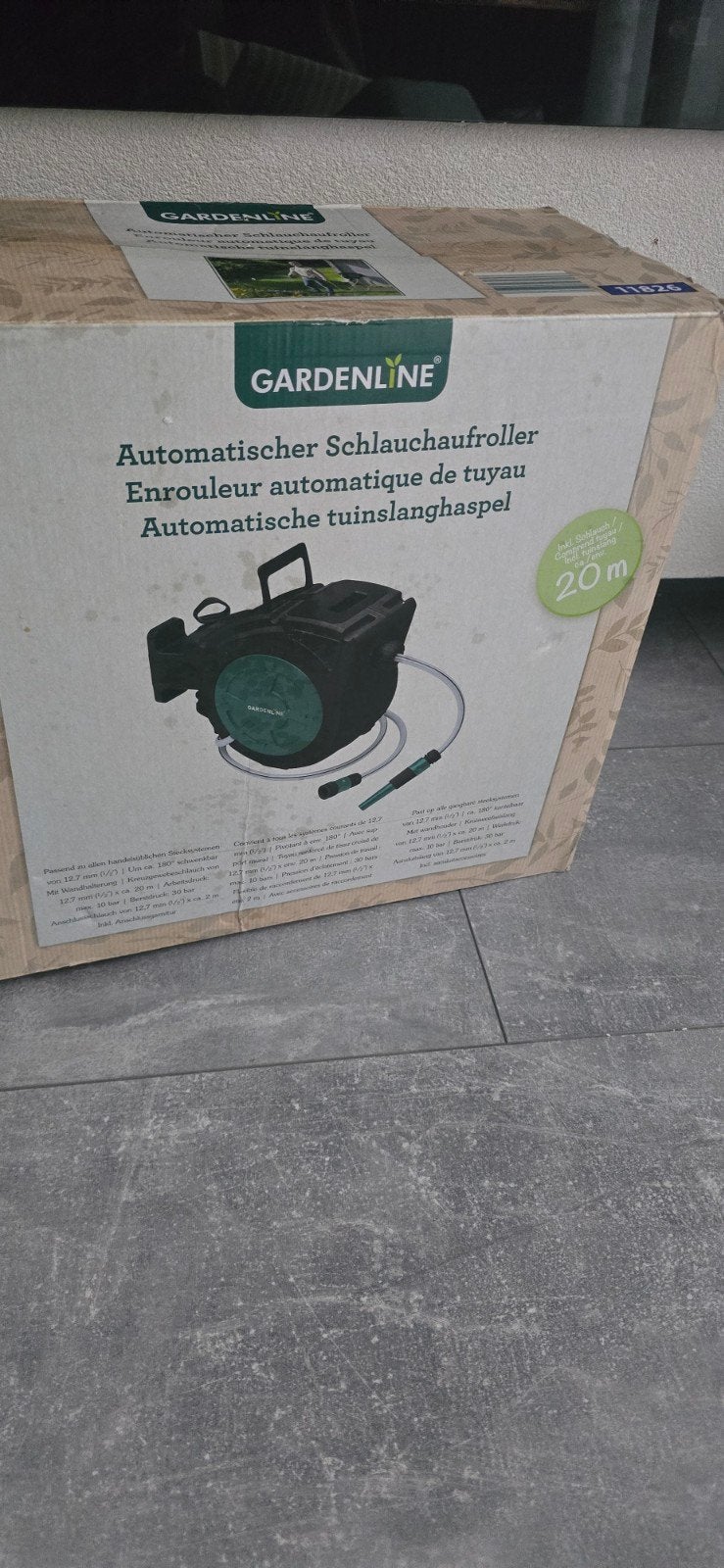 GARDENLINE Automatische Tuinslanghaspel 20m, Ophalen of Verzenden, Nieuw, Tuinslanghaspel