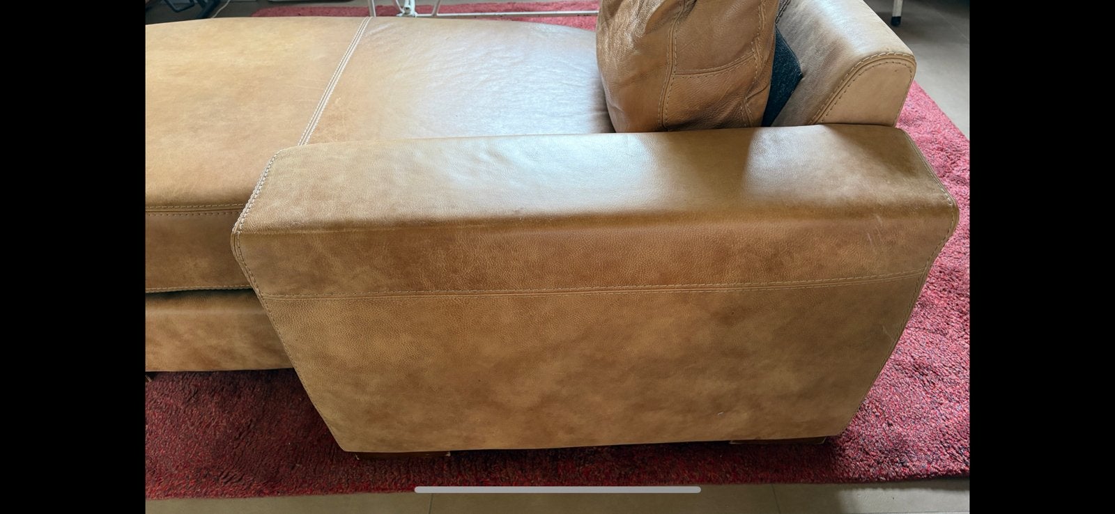 chaise longue / lounge sofa . Echt leer. Camel kleur, Huis en Inrichting, Ophalen, Leer