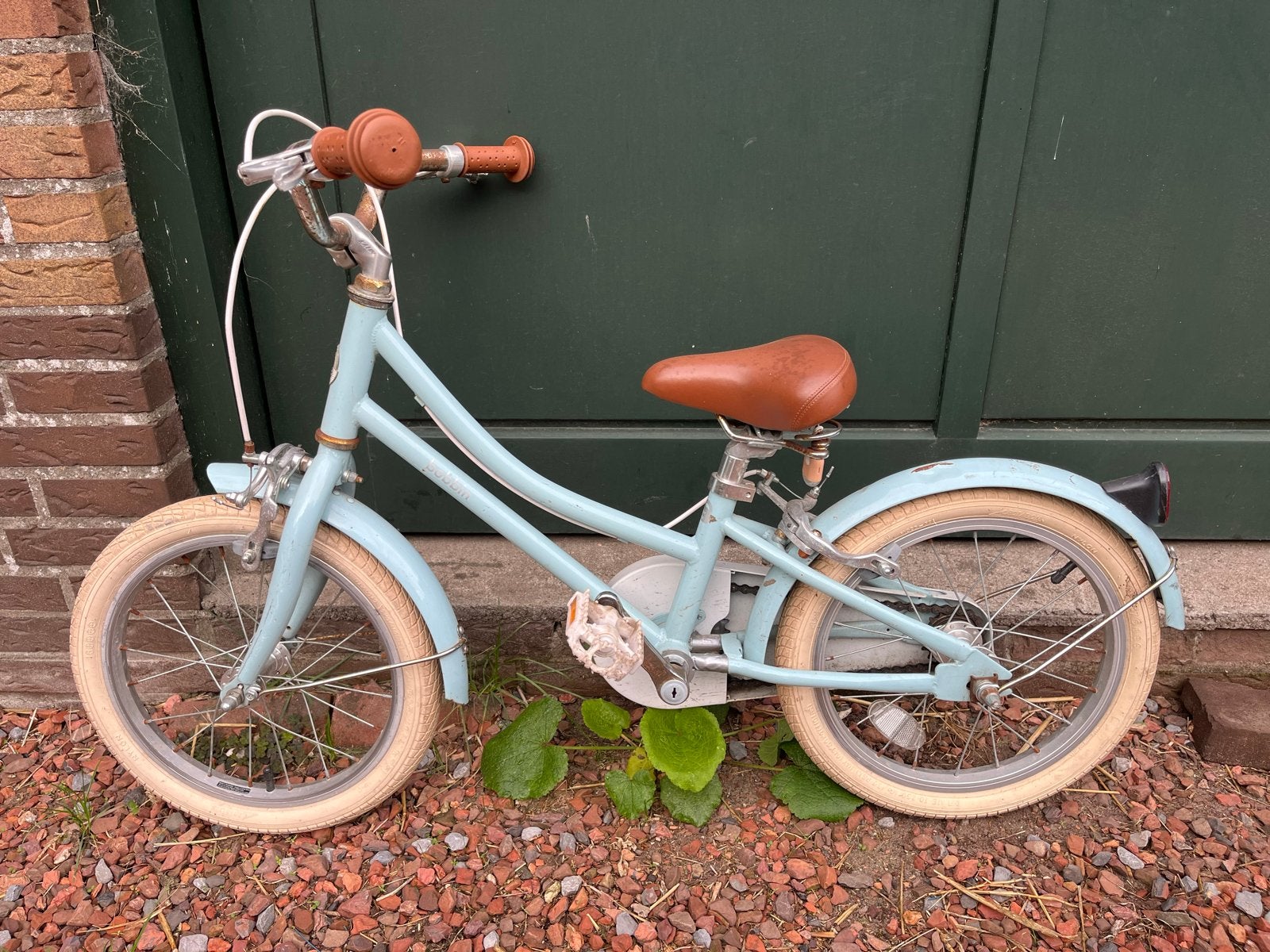 Bobbin kinderfiets 12 inch - Lichtblauw, Fietsen en Brommers, Fietsen | Kinderfietsjes, Ophalen, Gebruikt, Terugtraprem, Minder dan 16 inch