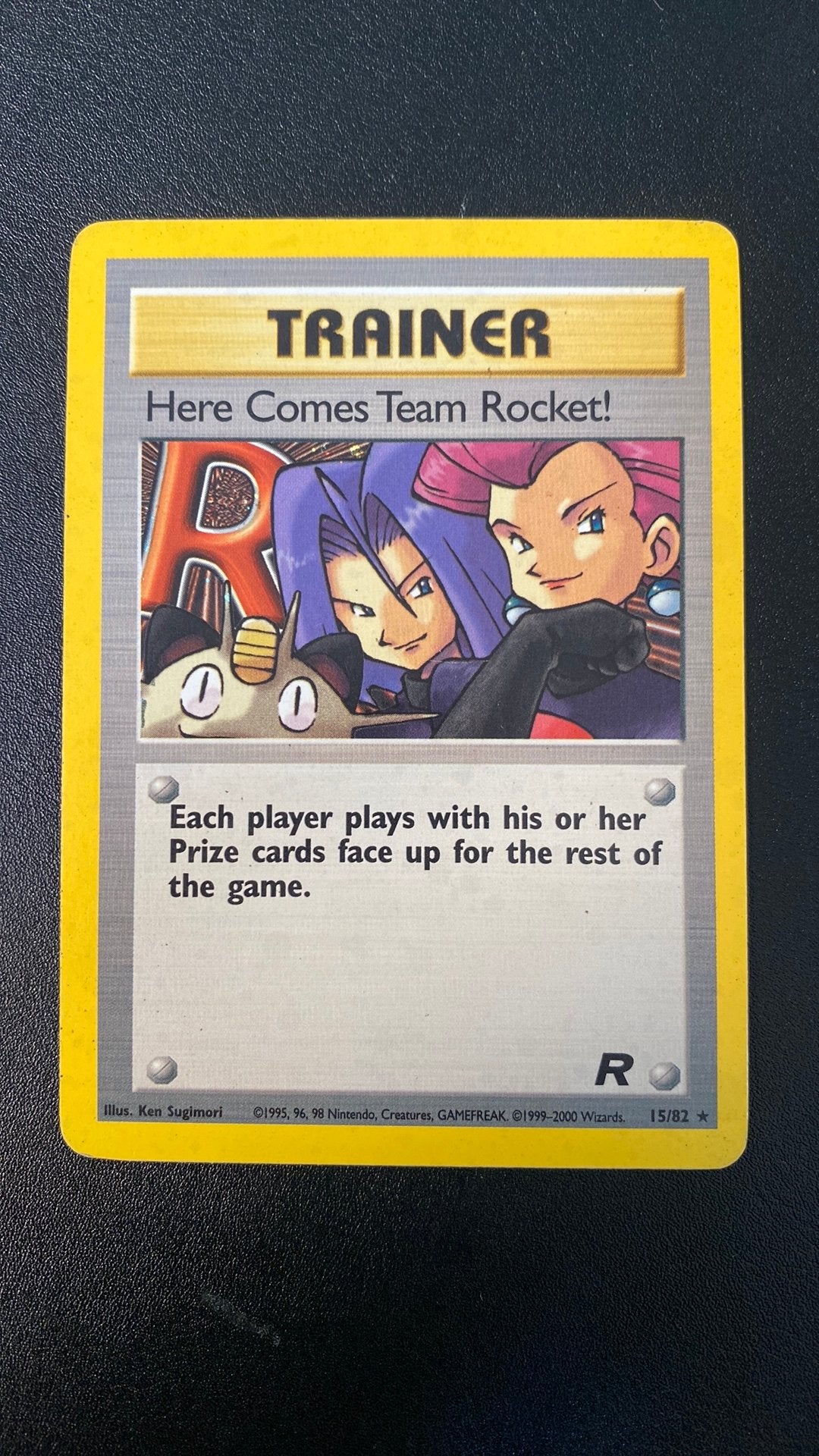 Pokemon here comes team rocket holo 15/82 meowth, Hobby en Vrije tijd, Verzamelkaartspellen | Pokémon, Ophalen, Gebruikt, Losse kaart