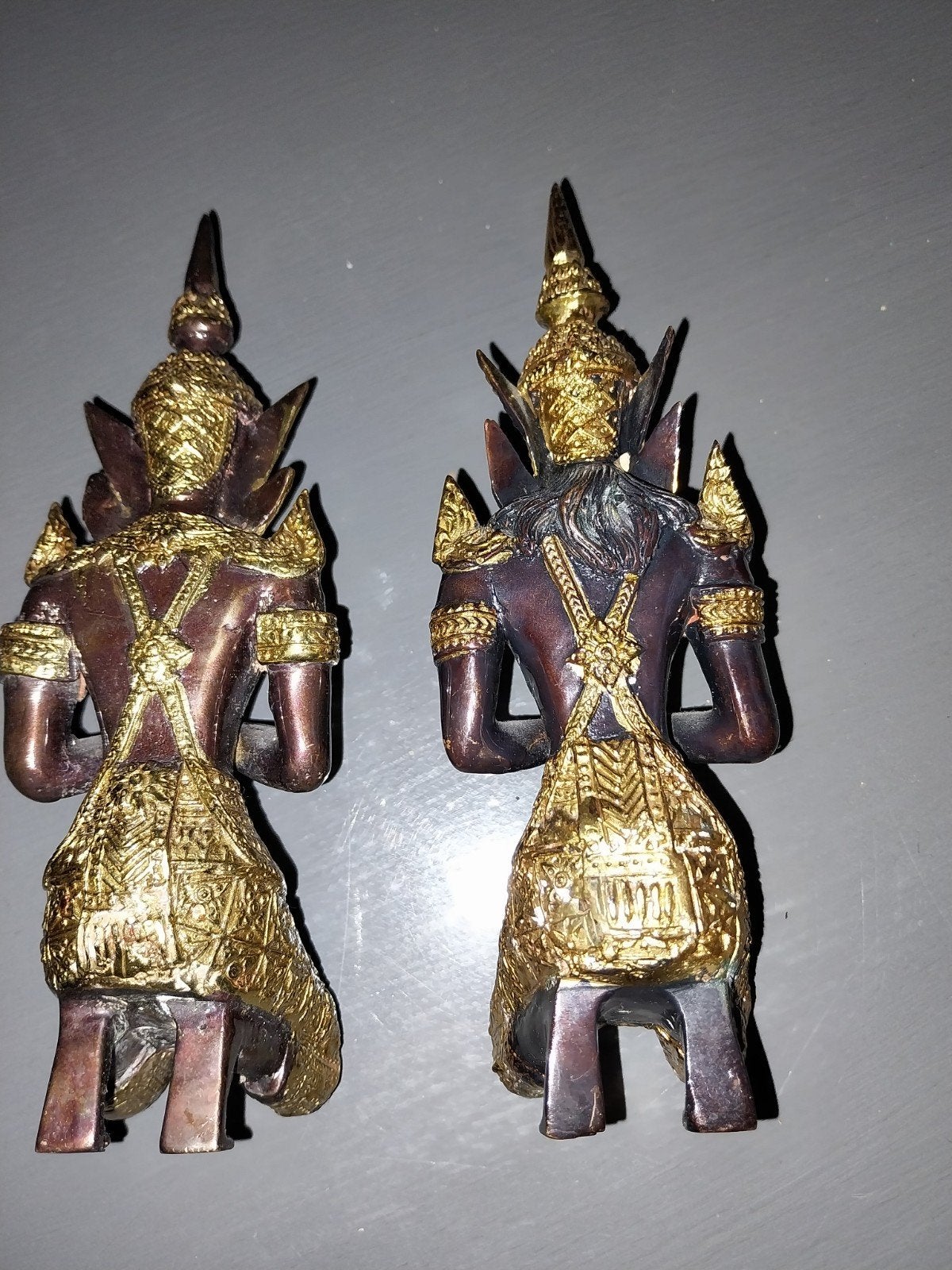Set van 2 Thaise knielende beelden, bronskleurig, Ophalen of Verzenden
