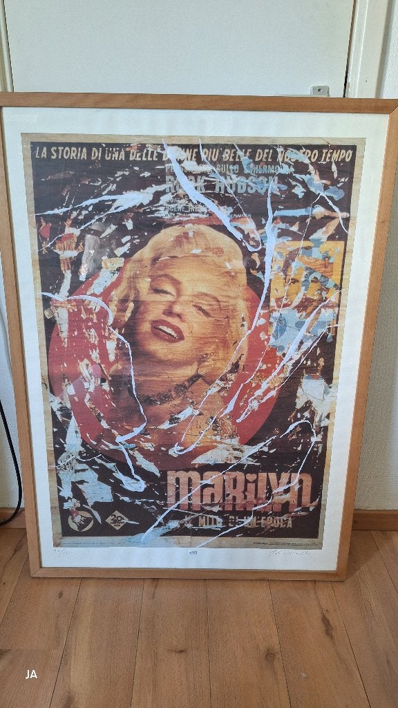 lMarilyn Monroe litho door Mimmo Rotella  70/150 in lijst !, Antiek en Kunst, Kunst | Litho's en Zeefdrukken, Gelimiteerde oplage