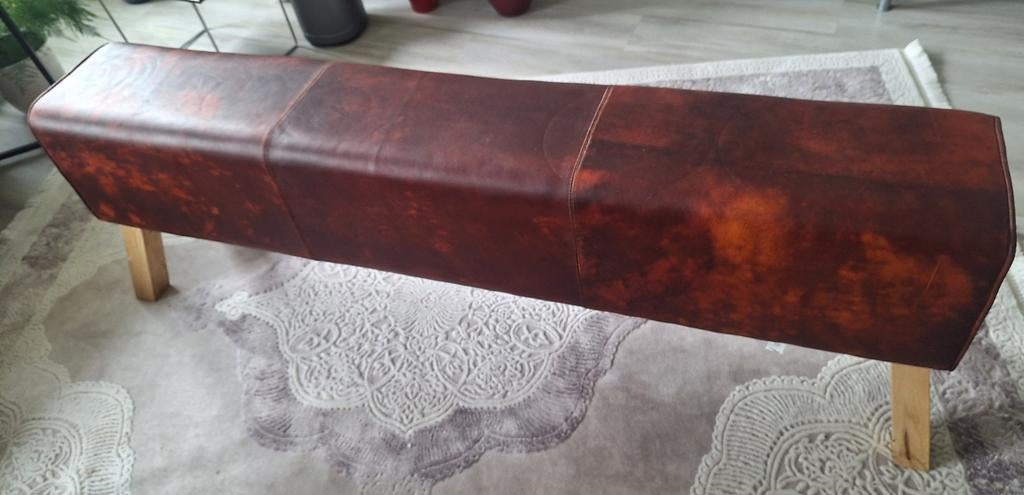 Leren bankje - 160x30x53 cm (BxDxH), Gebruikt, Ophalen of Verzenden, Rechthoekig, Minder dan 50 cm