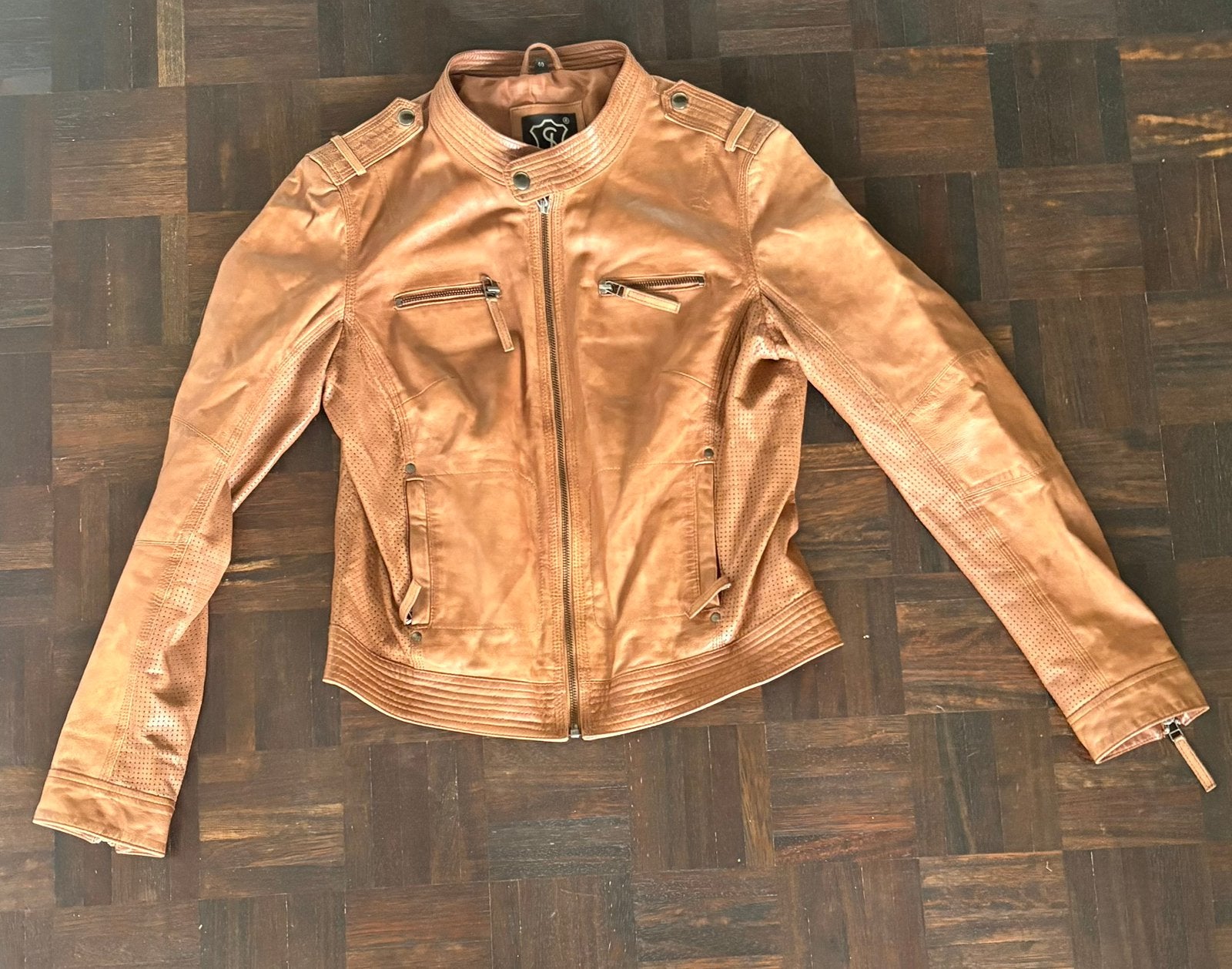 Leren jas van Sluis leder, Kleding | Dames, Ophalen of Verzenden, Gedragen, Maat 38/40 (M), Bruin