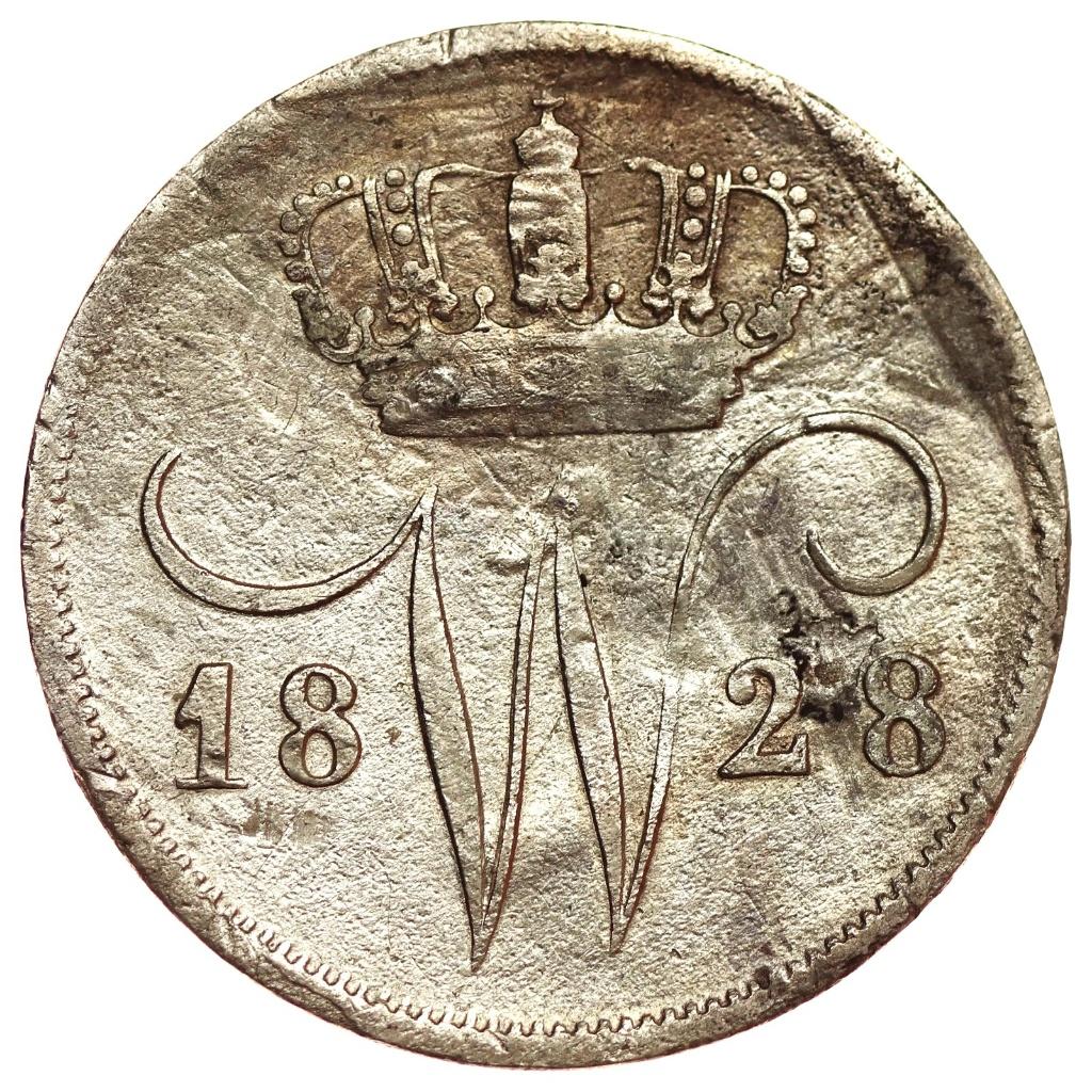 Willem 1 - oude 10 cent zilver 1828 Brussel zeldzaam, Zilver, Ophalen of Verzenden, 10 cent, Koning Willem I