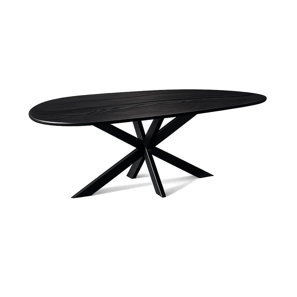 Eettafel Organisch – 220 cm – Zwart – Mangohout