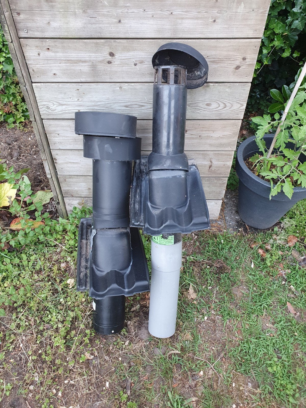 2x Mulder dakpan doorvoer - Ventilatie en afvoer, Ophalen, Kunststof, Gebruikt, Zwart