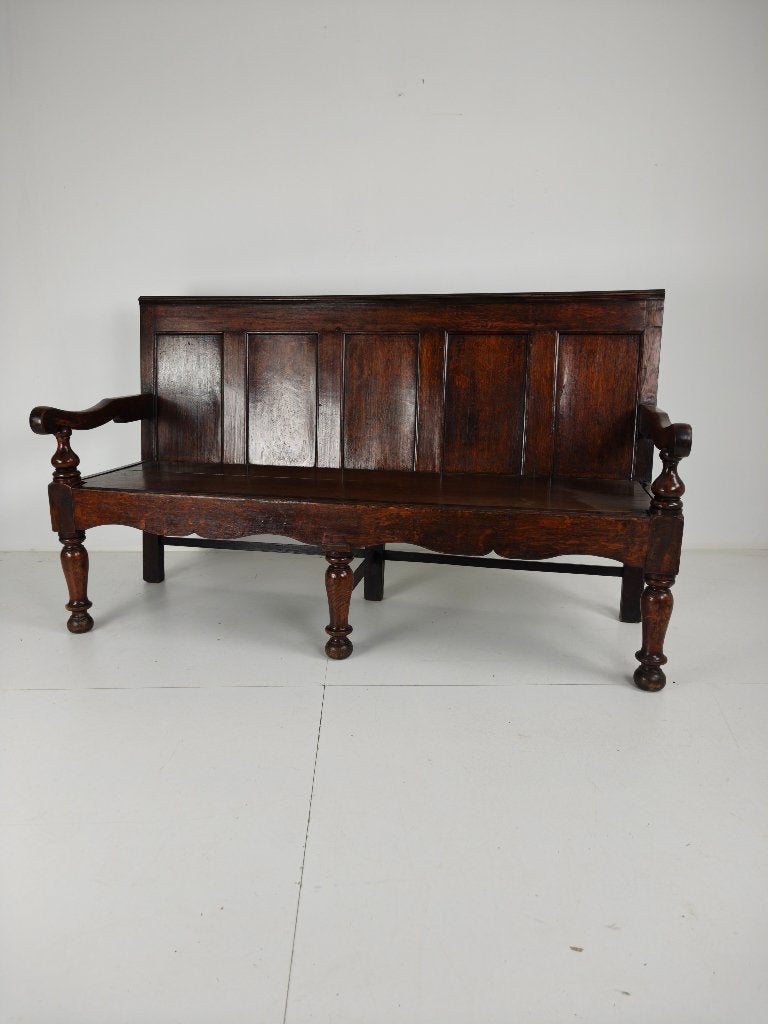 18e-eeuwse Georgische eikenhouten zitbank – Circa 1790, Ophalen of Verzenden