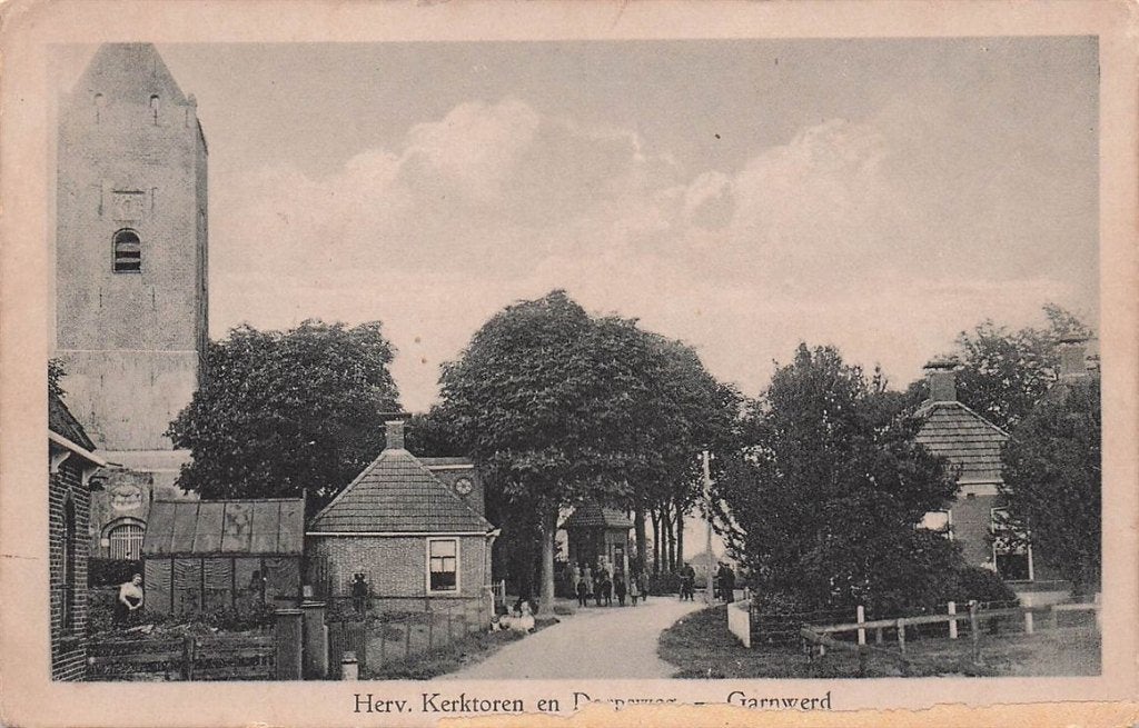 703-326-033 Herv Kerktoren en Dorpstraat Garnwerd, Verzenden, Voor 1920, Groningen