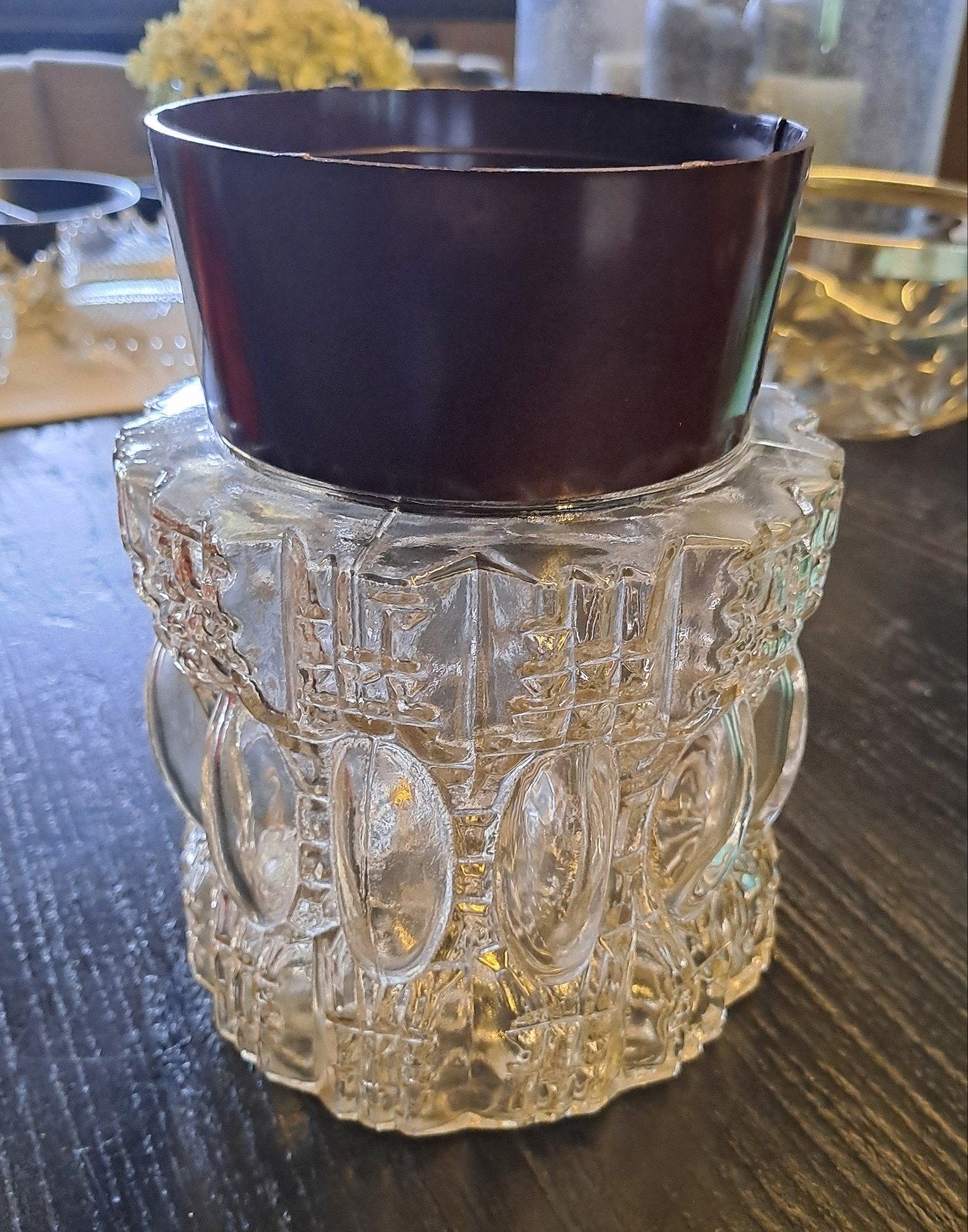 Vintage glazen plafondlamp met bakeliet armatuur, Ophalen