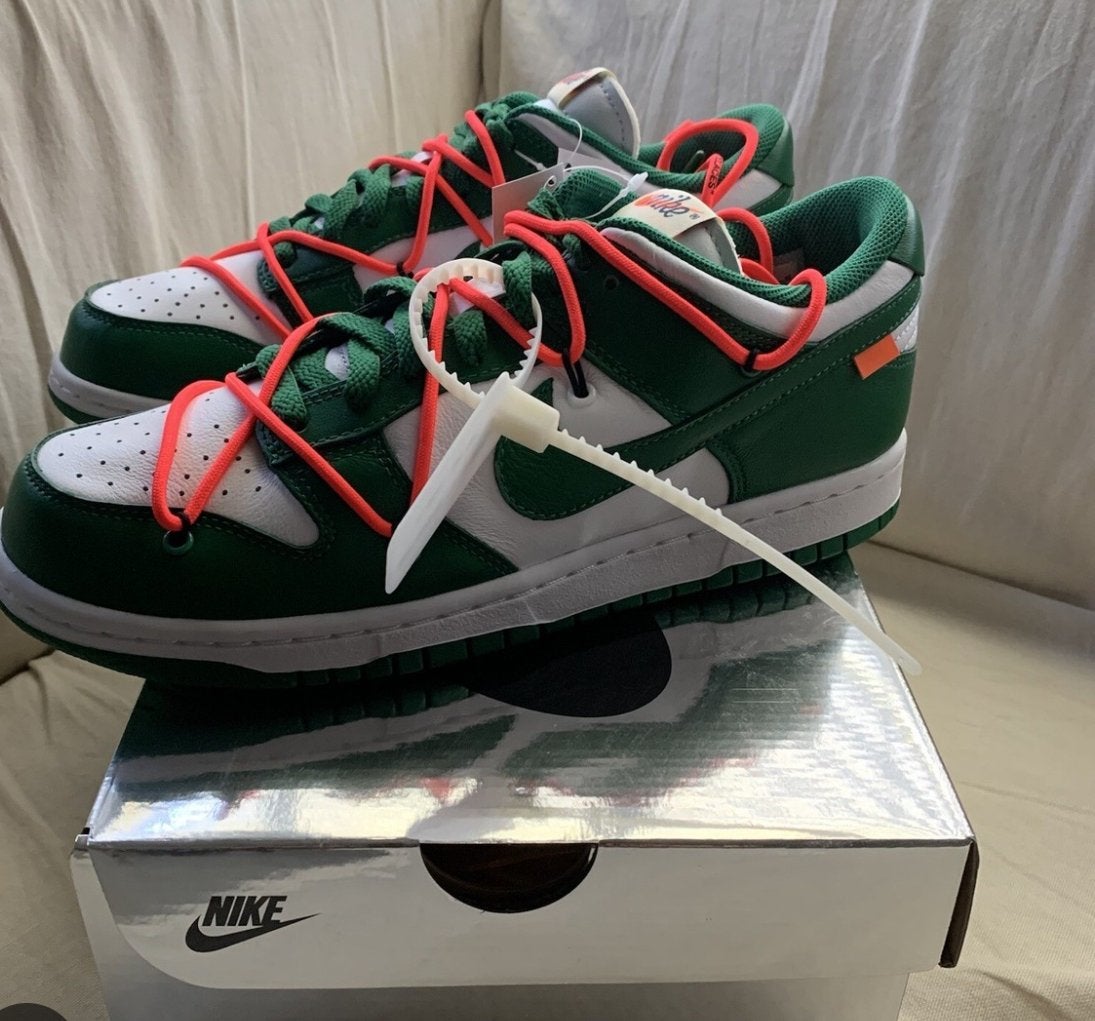 Nike Dunk Low Off-White Pine Green, Verzenden, Nieuw, Sneakers of Gympen