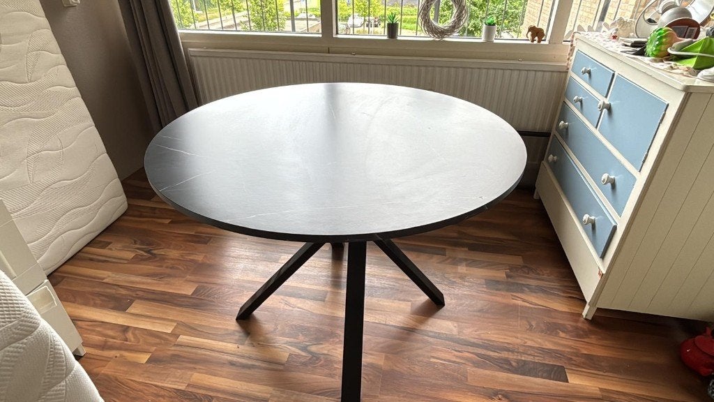 Ronde Eettafel, Gebruikt, 50 tot 100 cm, Zwart, Rond