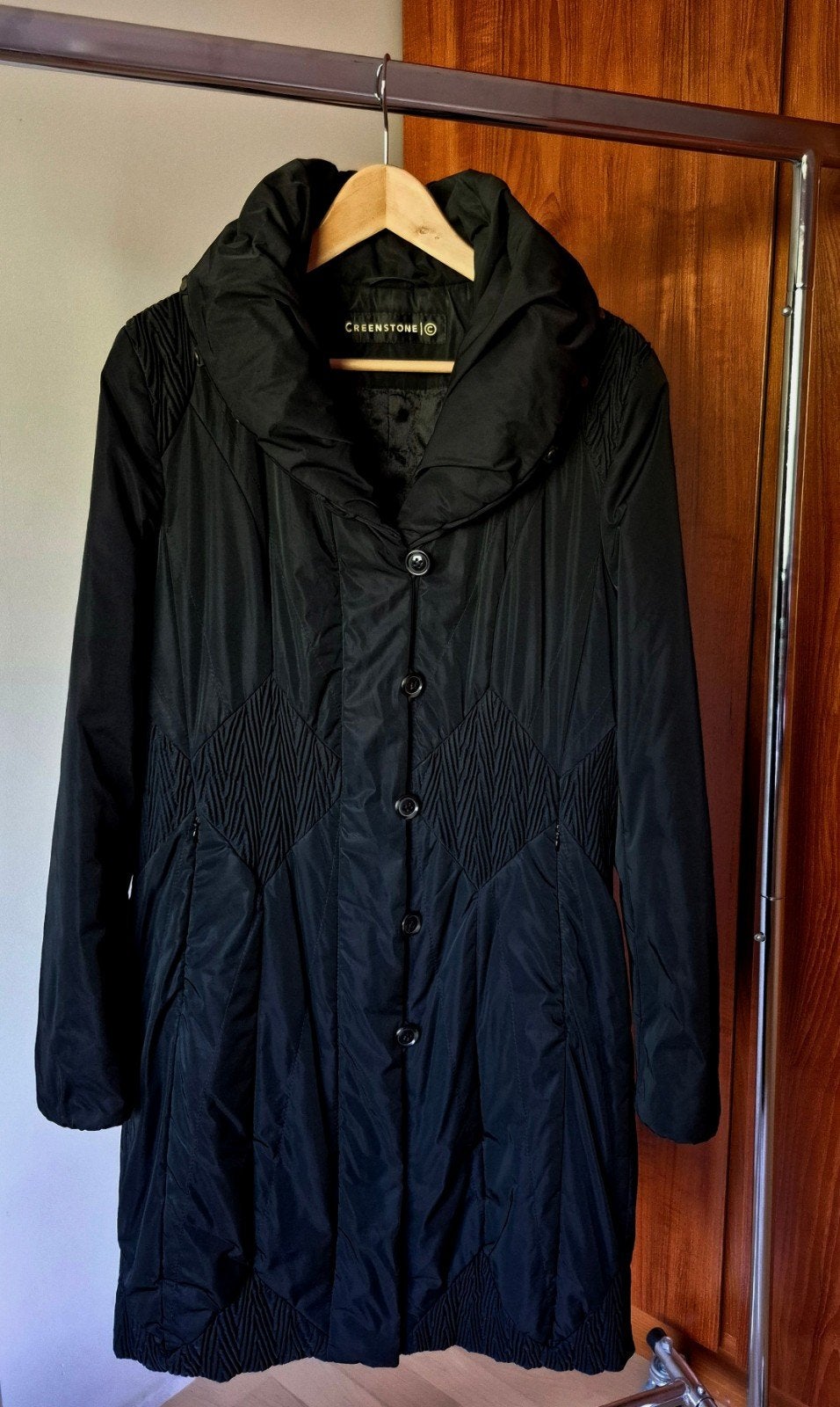 Creenstone Lange Winterjas gewatteerde voering Greenstone Zw, Kleding | Dames, Creenstone, Verzenden, Nieuw, Zwart