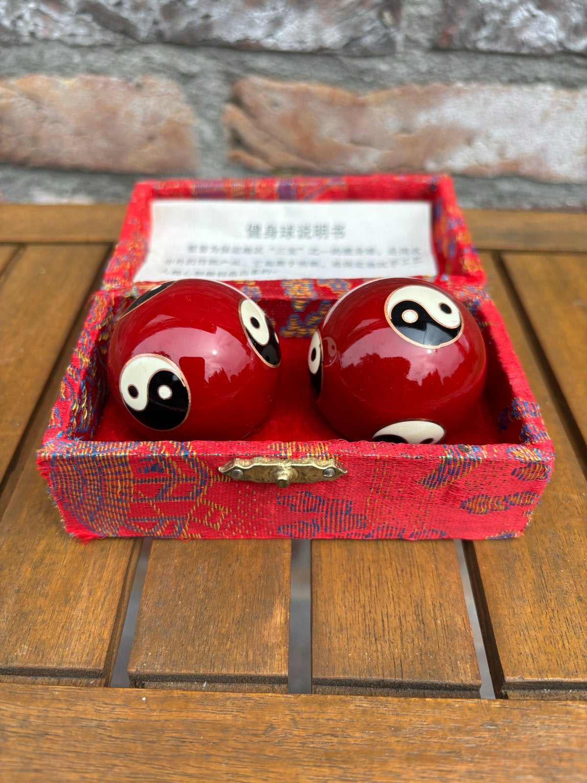 Chinese Baoding ballen met Yin Yang design in doosje, Ophalen, Zo goed als nieuw
