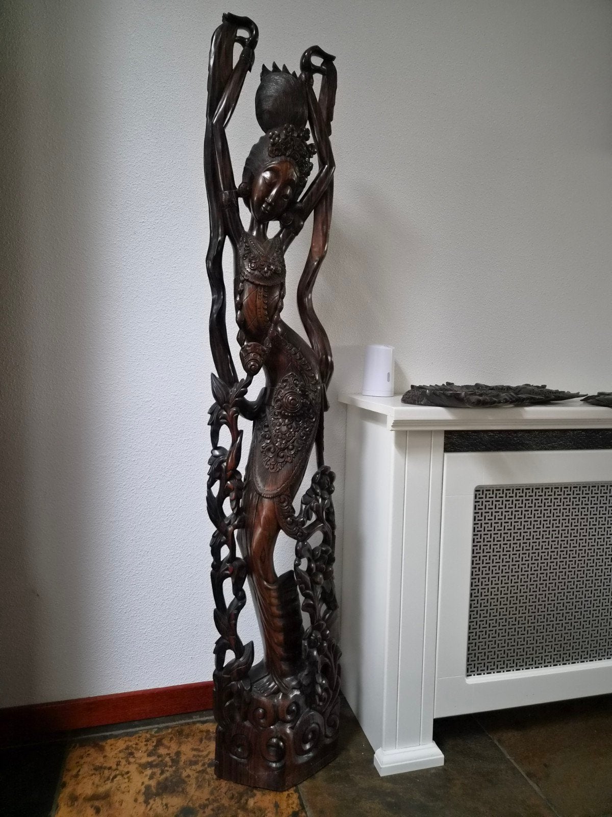 Ebbenhouten beeld van danseres, 127 cm hoog, Ophalen, Handgemaakt, 1 meter - 2 meter, Beeld