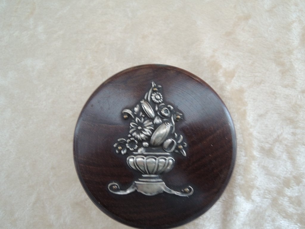 Houten Deksel Doosje met Bloemenmand, Ophalen of Verzenden