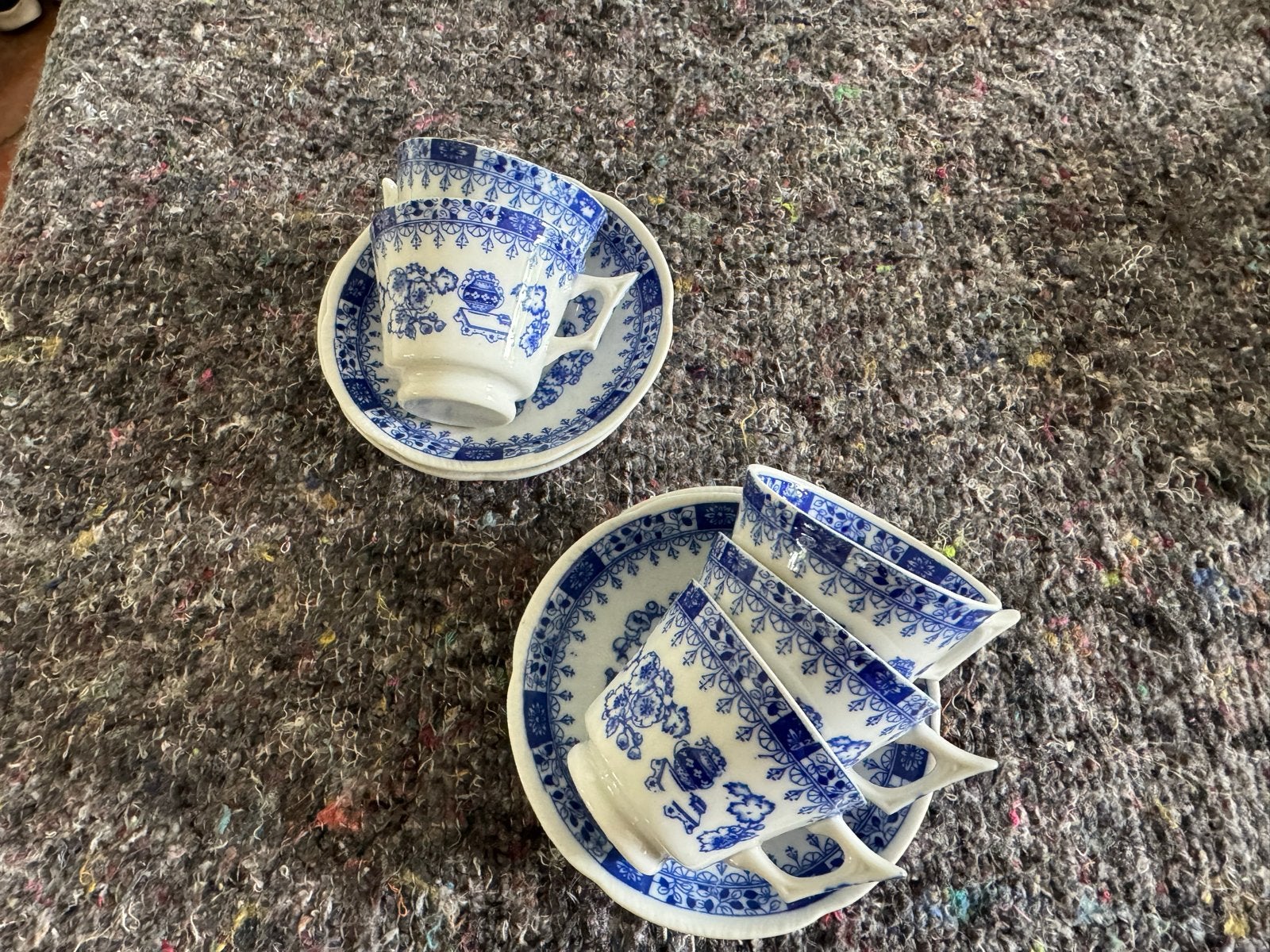 Set van 6 Delfts Blauwe Kopjes en Schotels, Ophalen of Verzenden