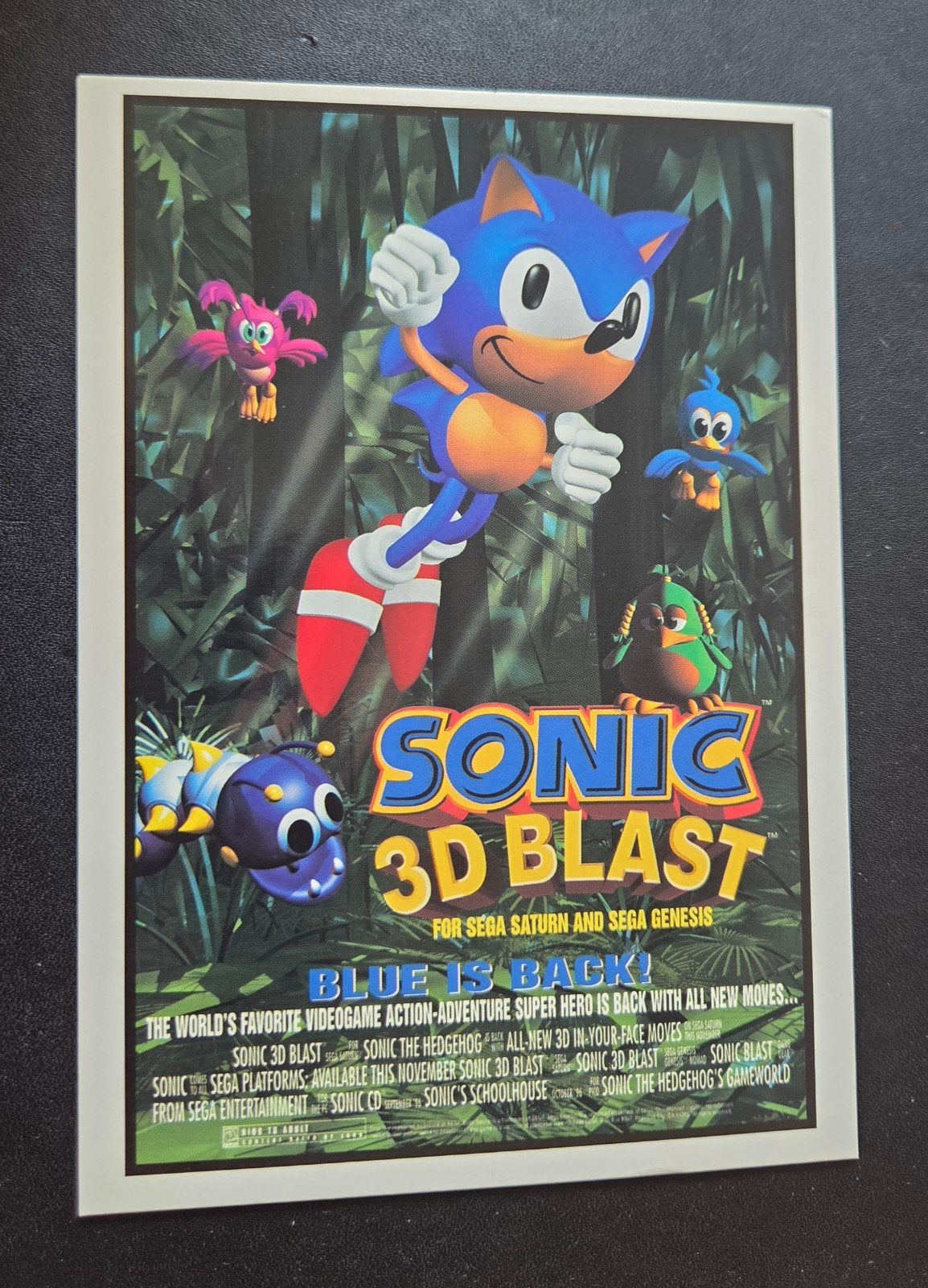 Sonic 3D Blast Reclamekaart - Sega Saturn & Genesis, Verzamelen, Ansichtkaarten | Themakaarten, Verzenden, 1980 tot heden, Ongelopen