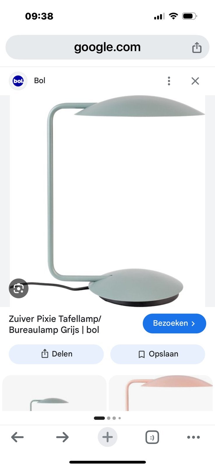 2 Zuiver pixie tafellampjes/ bedlampjes, grijs/groen, Ophalen, Minder dan 50 cm, Rond, Zo goed als nieuw