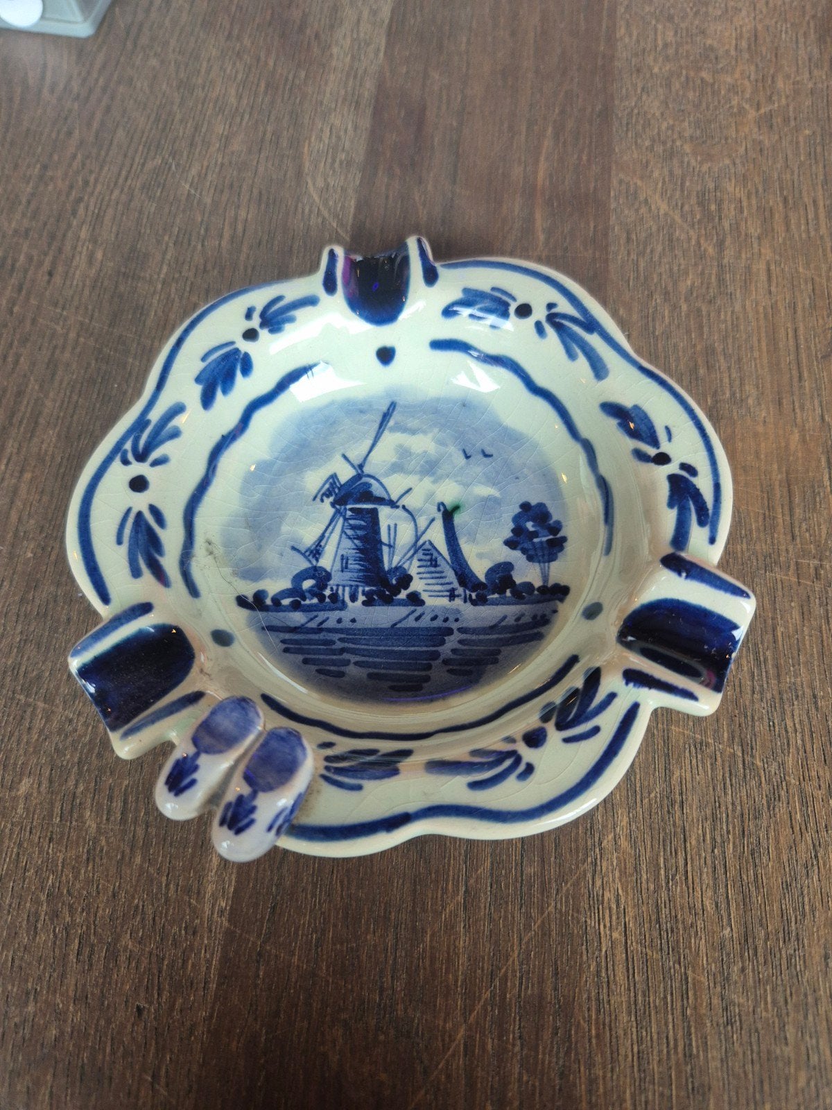 Delfts Blauw asbakje met molen en klompjes, Ophalen of Verzenden