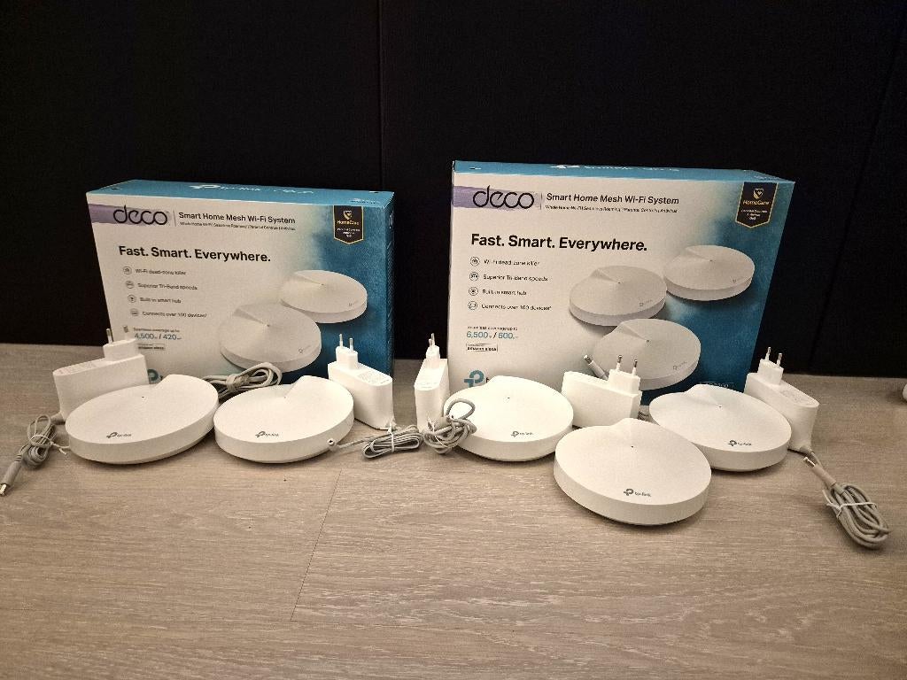 TP‑Link Deco M9+ / Complete 5‑pack Mesh WiFi + Wandhouders, Ophalen of Verzenden, Zo goed als nieuw, Router, TP-Link Deco