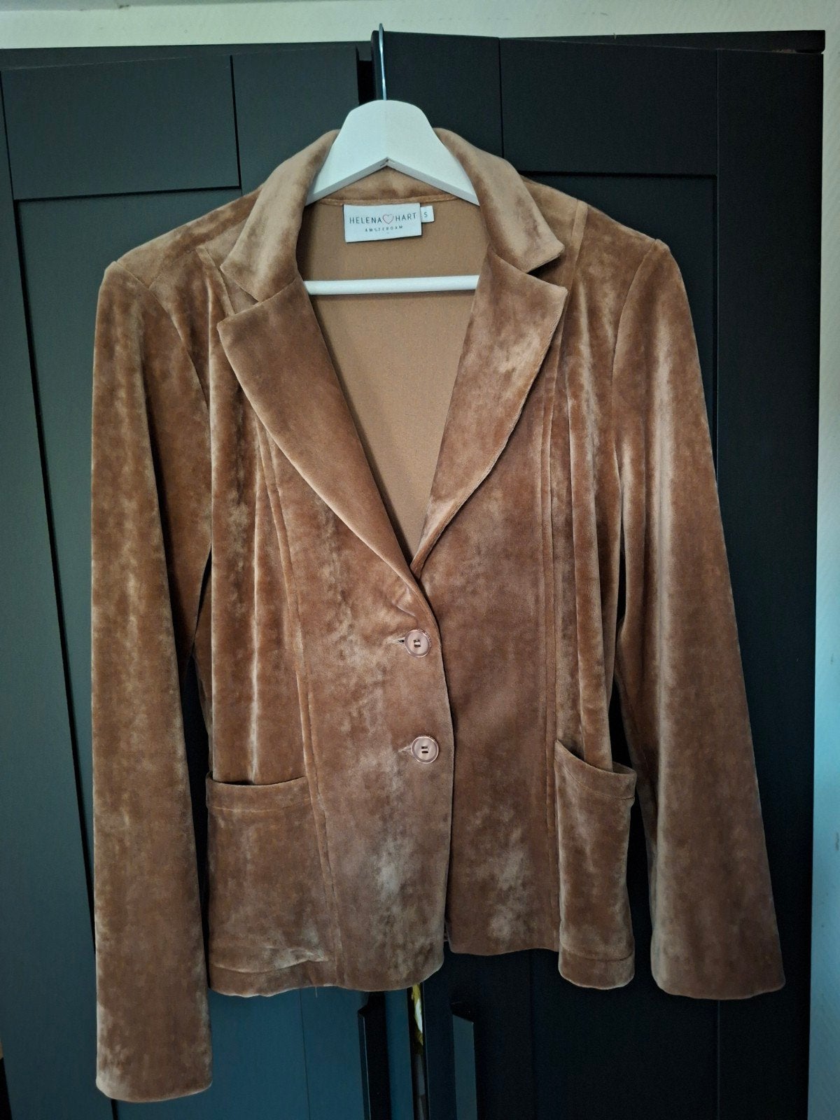 Helena Hart Velours Blazer Maat S - Zo goed als nieuw, Bruin, Zo goed als nieuw, Jasje, Maat 36 (S)