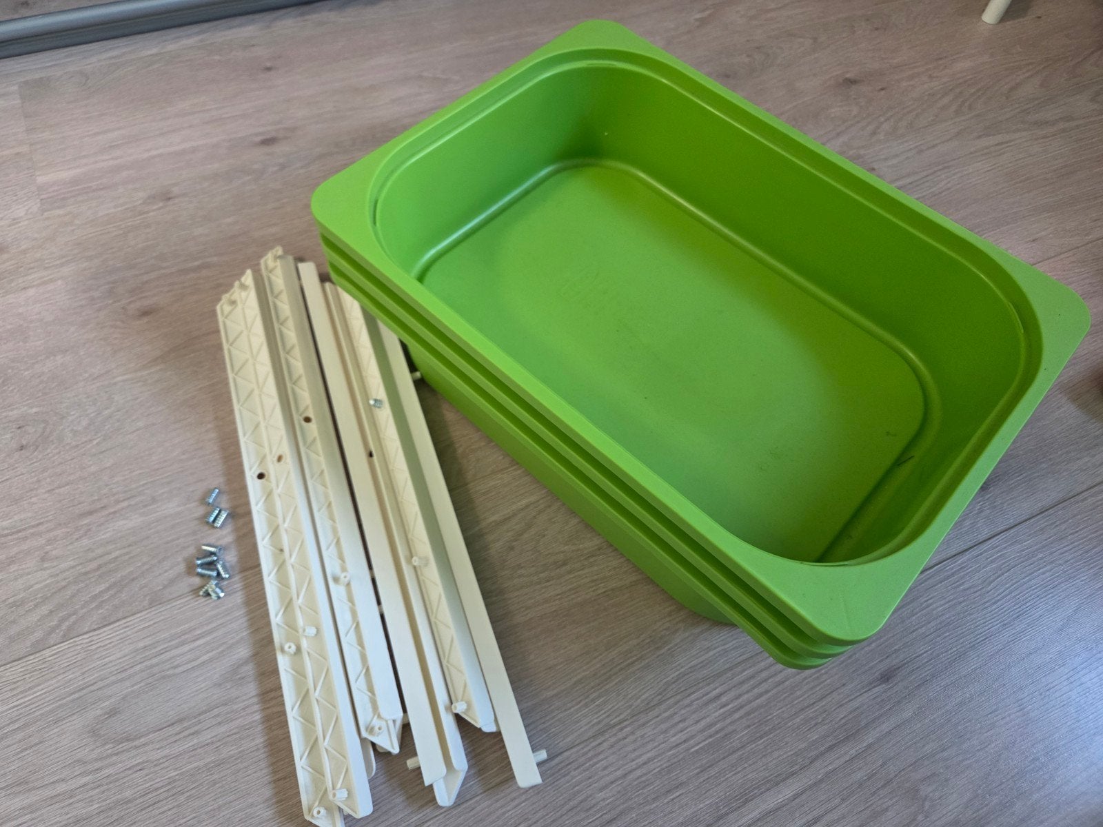 Ikea Trofast 3x groene lade met bevestigingsmateriaal, Ophalen, Gebruikt, 75 tot 100 cm, Minder dan 50 cm