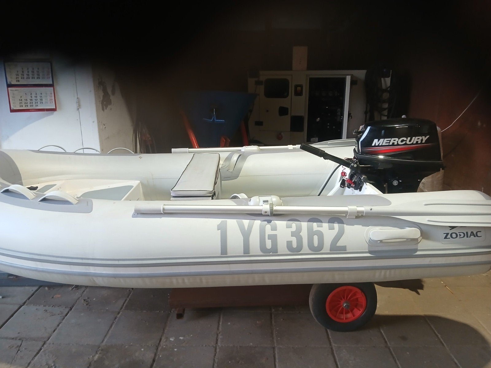 Zodiac rubberboot met Mercury 15pk buitenboordmotor, Watersport en Boten, Rubberboten, Ophalen, Aluminium, Gebruikt, 15 pk