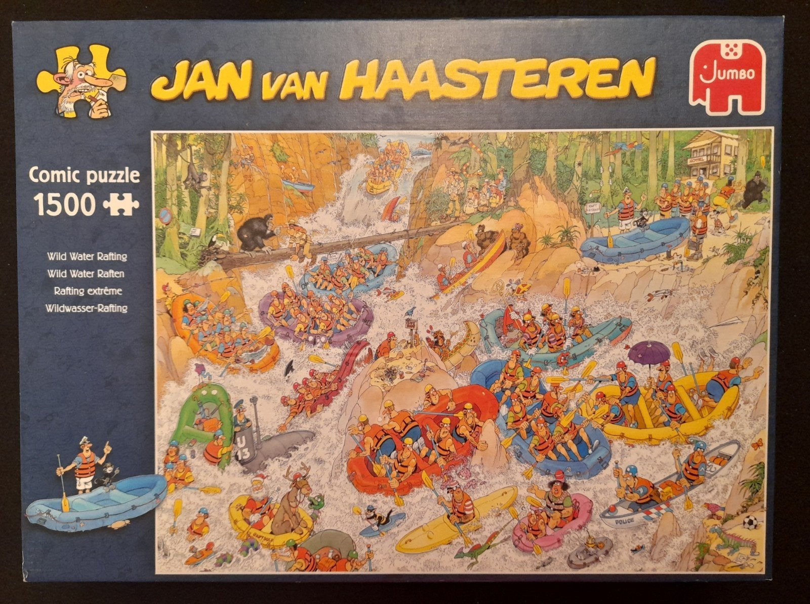 Puzzel Jan van Haasteren Wild water raften 1.500 stukjes, Ophalen of Verzenden, 500 t/m 1500 stukjes, Zo goed als nieuw