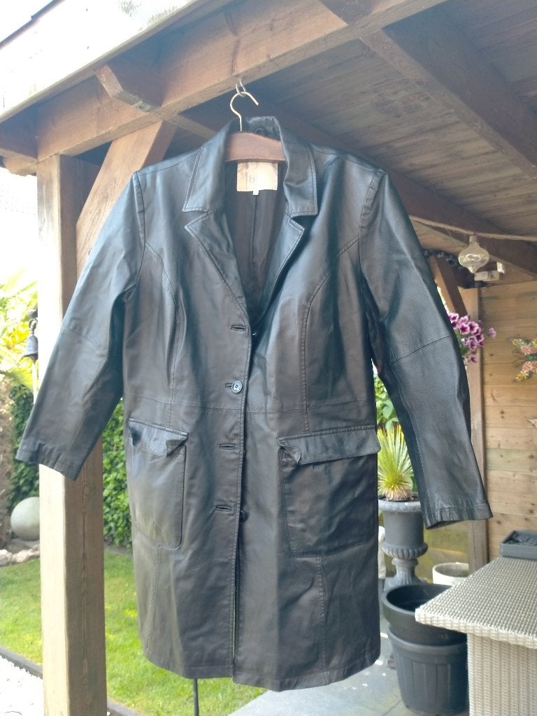 Dames lange leren jas, Kleding | Dames, Ophalen, Zwart, Maat 46/48 (XL) of groter, BPC