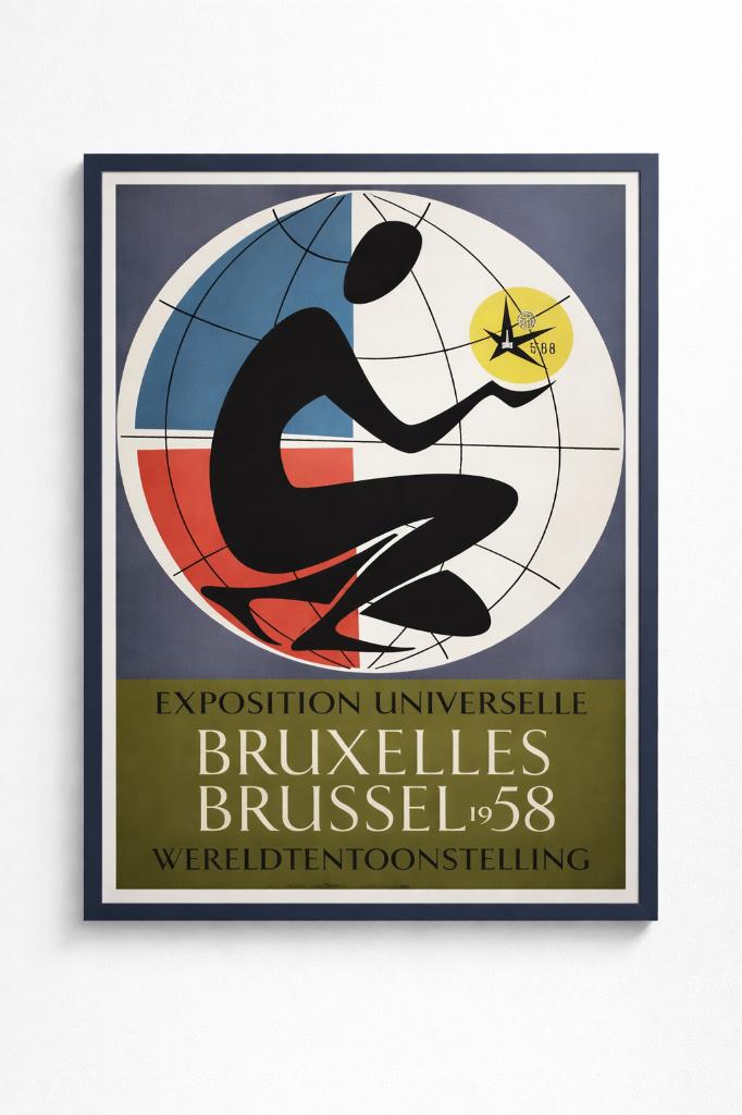 Expo 1958 Poster – Brussels, Ophalen, Rechthoekig Staand, Met lijst, Deurposter of groter