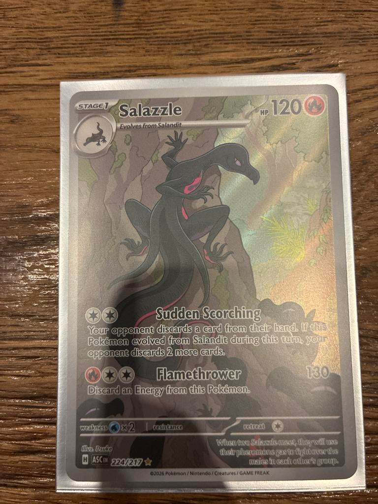 Salazzle 224/217 Full Art Pokémon Kaart (ASCE), Ophalen of Verzenden, Zo goed als nieuw, Losse kaart, Foil