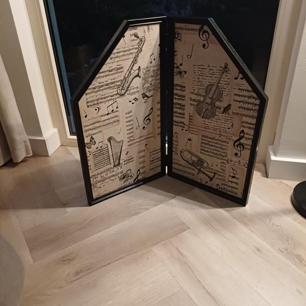 Decoratief kamerscherm met muziekinstrumenten, Ophalen of Verzenden, Zo goed als nieuw