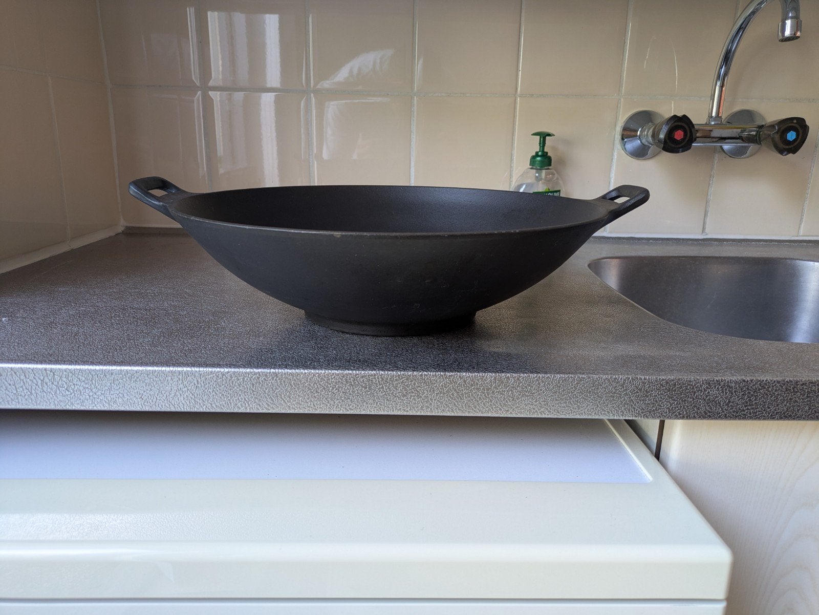 Gietijzeren Wokpan - 37cm, Ophalen, Gebruikt, Gietijzer, Wok