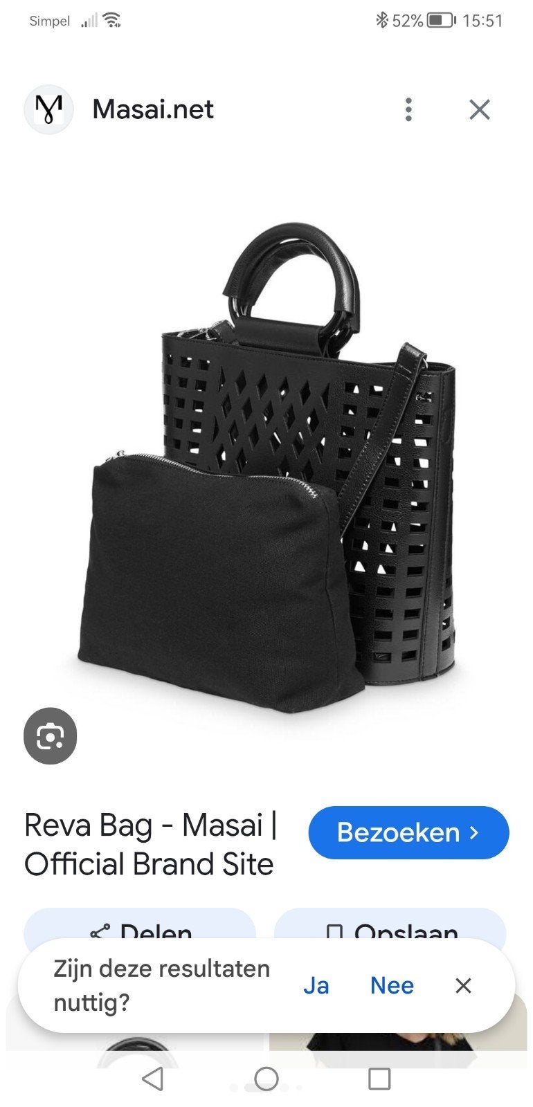 Masai Denemarken - Reva Tas - Zwart met uitgesneden patroon, Ophalen of Verzenden, Nieuw, Zwart, Handtas