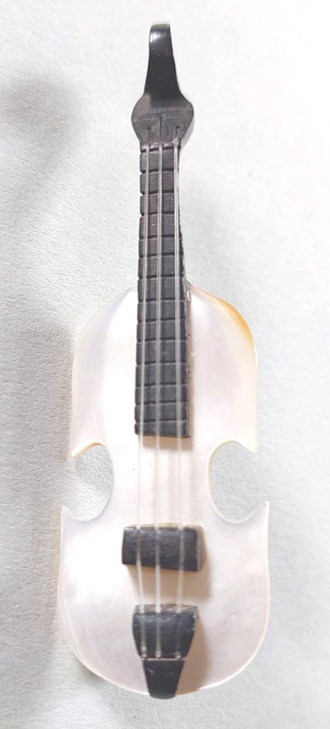 Parelmoer Ebbenhout Cello Contrabas Viool broche, Overige materialen, 4 tot 7 cm, Wit, Ophalen of Verzenden