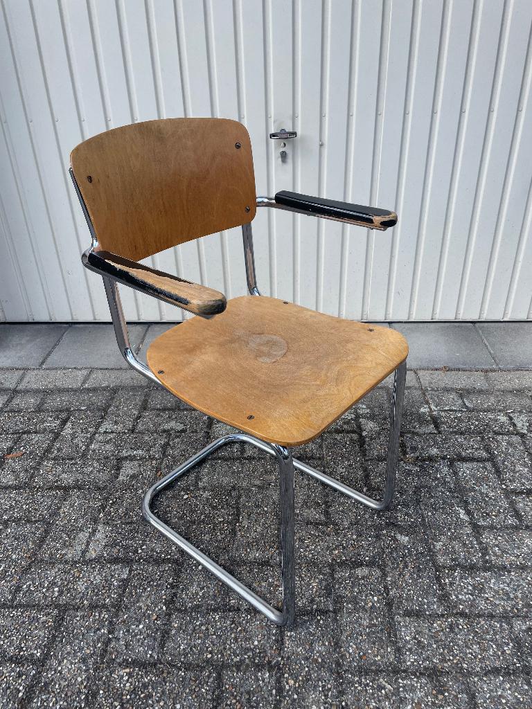 Jaren 30 buismeubel stoeltje geen Gispen, Ophalen, Gebruikt, Bruin, Eén
