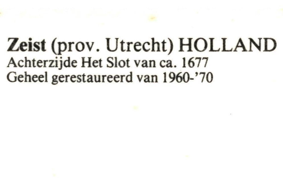 40847 Zeist Utr slot nette oude kaart Onbeschreven, Ophalen of Verzenden, 1960 tot 1980, Ongelopen, Utrecht