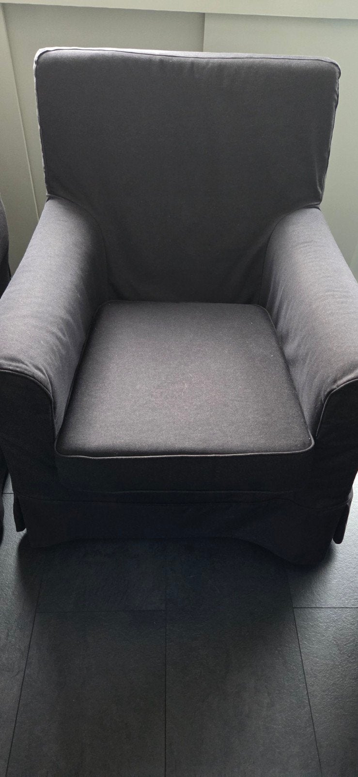 2 Comfortabele donkergrijze fauteuil (IKEA Ektorp jennylund), Ophalen, Gebruikt, Klassiek, Comfortabel, 75 tot 100 cm