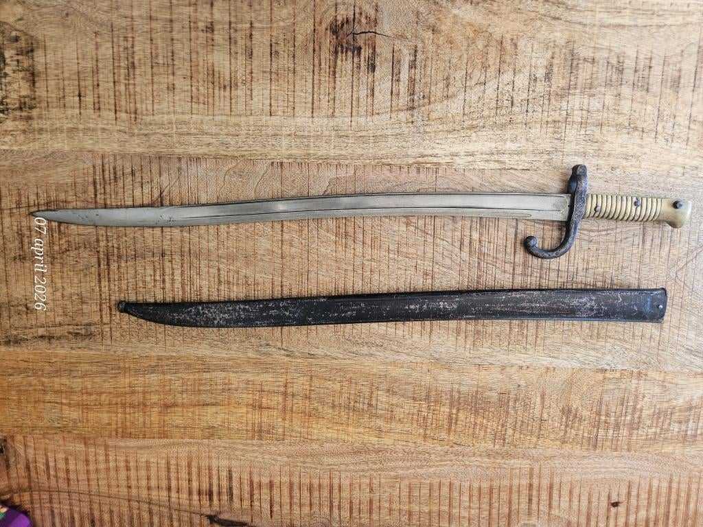 Franse Chassepot bajonet M1866 Chatellerault 1879, -, Ophalen of Verzenden, Kunstobject, -