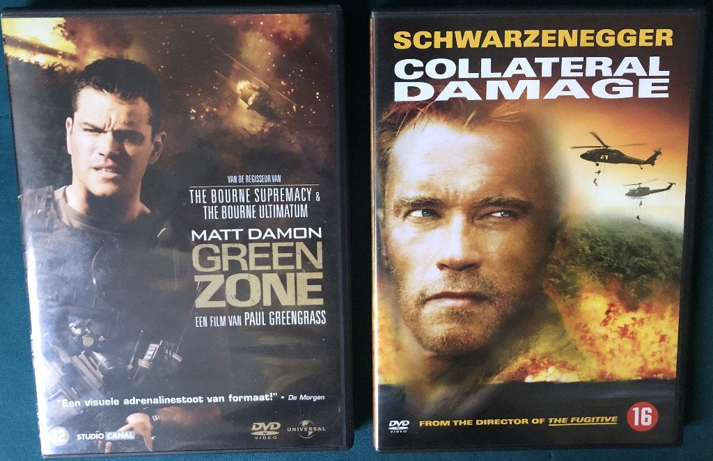 Greenzone en Colleteral Damage 1,50 per stuk, Vanaf 16 jaar, Verzenden, Actiethriller, Gebruikt