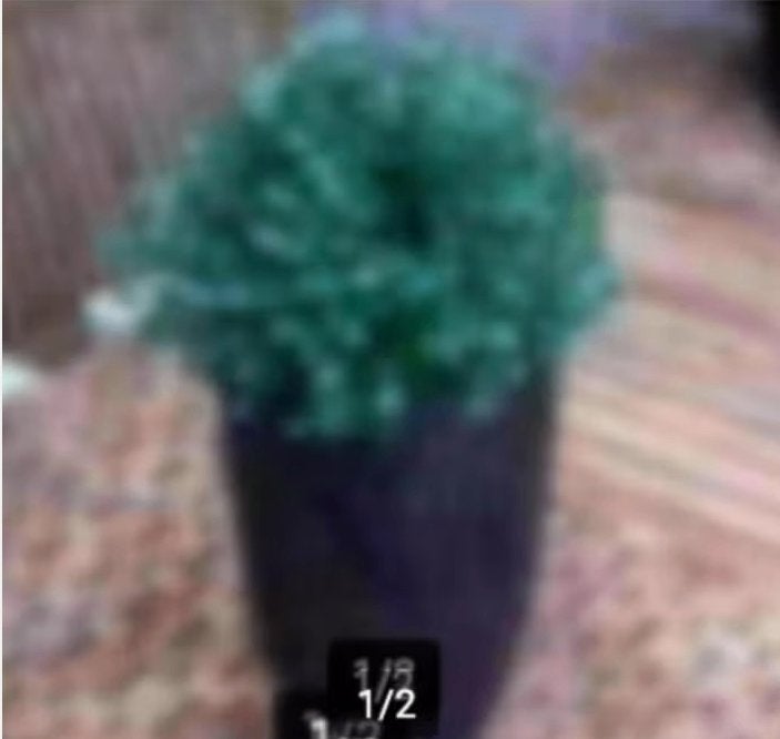 Vaas met kunstplantje bruin keramiek H 30 cm Br 15 cm, Huis en Inrichting, Ophalen, Overige kleuren