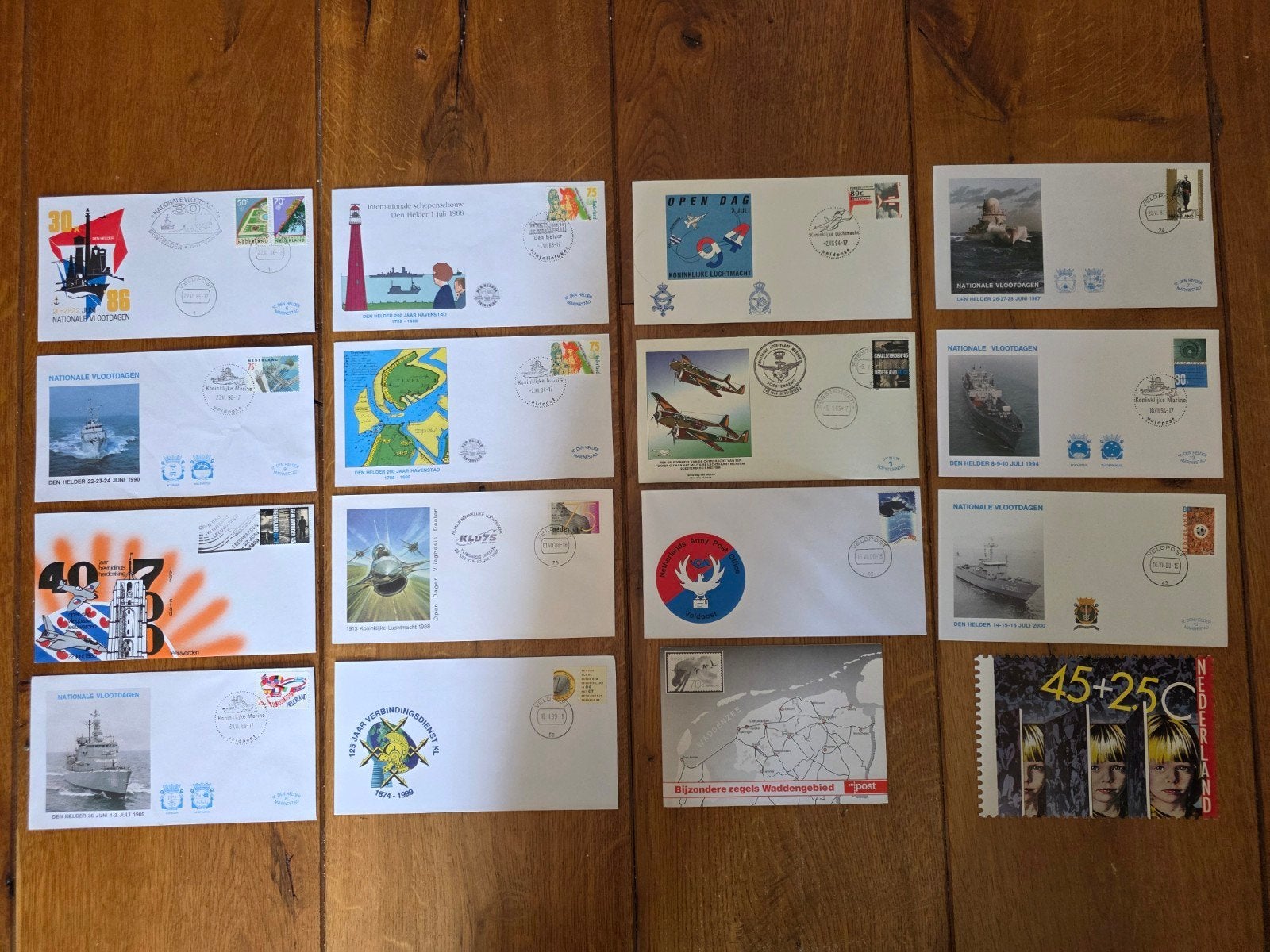 16 FDC's Nederland - Nationale vlootdagen en meer, Ophalen of Verzenden, Beschreven, Nederland