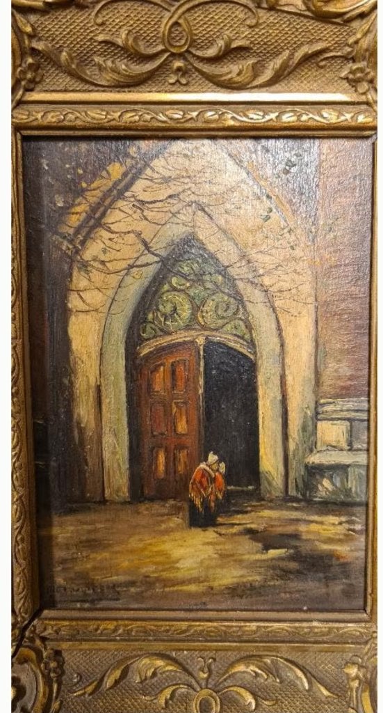 Schilderij Piet van Beek, Ophalen of Verzenden, Overige stijlen, Gedateerd, Stads- / dorpsgezicht