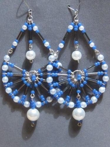 oo. Schitterende parelmoerwit/blauwe OORBELLEN (hangers) (2), Sieraden, Tassen en Uiterlijk, Oorbellen, Overige materialen, Hangers
