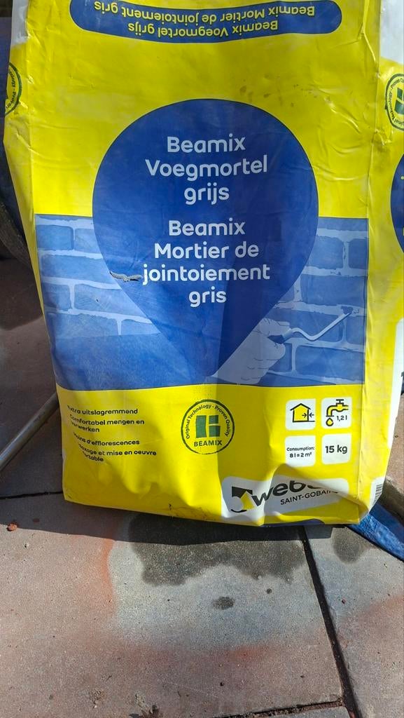 Weber Beamix Voegmortel Grijs 2x15kg, Ophalen, Overige typen, Nieuw, Minder dan 20 cm