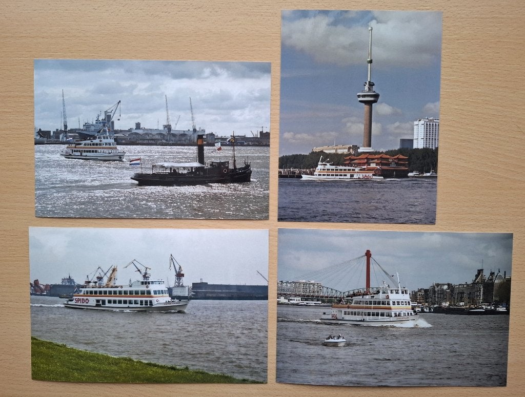 4 foto's van Spido rondvaartboten Rotterdam 1990-1992, Verzenden, 1980 tot heden, Foto, Nieuw